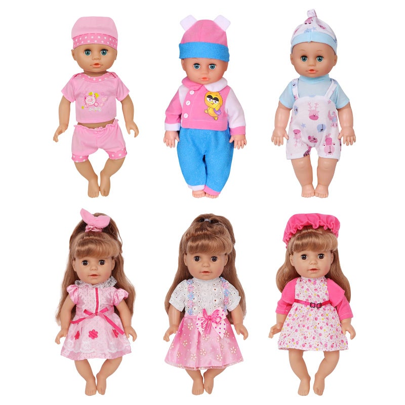 ARTST Doll Clothes,12 inch Baby Doll Clothes[6 Sets](Include 4 Hats + 1 Bowknot ) for 10/11/12 inch Baby - Image 2